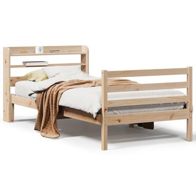 Bedframe met hoofdbord massief grenenhout 200x200 cm - thumbnail