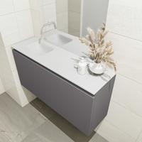 MONDIAZ OLAN 100cm toiletmeubel dark grey. LEX wastafel talc links geen kraangat - thumbnail