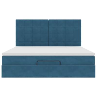 Ottoman bed met matrassen 180x200cm fluweel donkerblauw