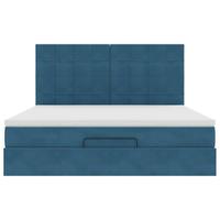 Ottoman bed met matrassen 180x200cm fluweel donkerblauw - thumbnail