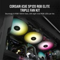 Corsair iCUE SP120 RGB ELITE Performance + Lighting Node CORE case fan 3 stuks, 4-pins PWM fan-connector - thumbnail