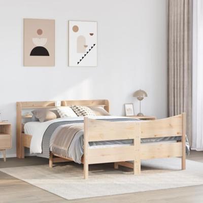 Bedframe met hoofdbord massief grenenhout 120x200 cm