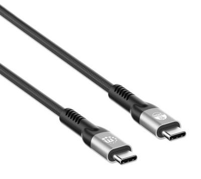Manhattan Thunderbolt-kabel Thunderbolt (USB-C) stekker 1.00 m Zwart Stekker past op beide manieren, Afgeschermd (dubbel) 356374