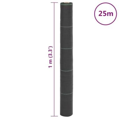 VidaXL Worteldoek 1x25 m polypropeen zwart - thumbnail