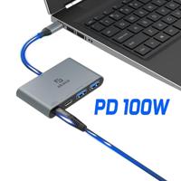 Akasa 4 Port USB-C® (USB 3.2 Gen 2) Multiport Hub with USB-C® Stecker, with Schnellladeport Aluminiu - thumbnail