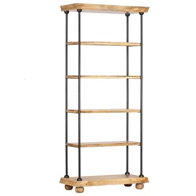 vidaXL Boekenkast met 5 schappen 80x35x180 cm massief mangohout staal vidaXL Boekenkast met 5 schappen 80x35x180 cm massief mangohout staal