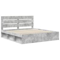 Bedframe met hoofdeinde Beton 180 x 200 cm Massief grenenhout - thumbnail