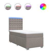 Boxspring met matras stof taupe 90x200 cm - thumbnail