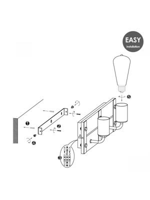 Light depot - wandlamp Denton 2L - hout / burned metal - Outlet Light depot - wandlamp Denton 2L - hout / burned metal - Outlet