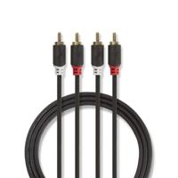 Nedis Stereo-Audiokabel | 2x RCA Male | 2x RCA Male | 2 m | 1 stuks - CABW24200AT20 CABW24200AT20 - thumbnail