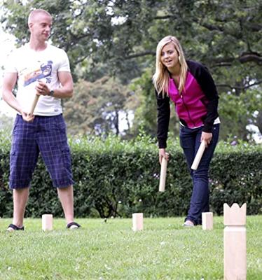 Kubb original rubberhout met rode koning - thumbnail