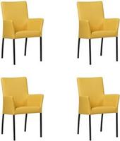Set van 4 Gele leren moderne eetkamerstoelen Comfort - Toledo Leer Giallo (geel leer) - thumbnail