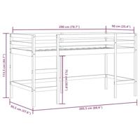 Kinderhoogslaper met ladder 90x200 cm massief grenenhout zwart - thumbnail