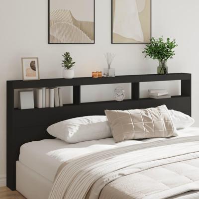 Hoofdbordkast met LED-verlichting 220x17x102 cm zwart Hoofdbordkast met LED-verlichting 220x17x102 cm zwart