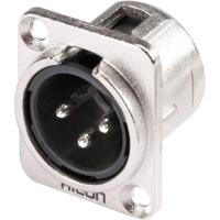 Hicon HI-X3DM XLR-connector Flensstekker, contacten recht Aantal polen: 3 Zilver, Zwart 1 stuk(s) - thumbnail