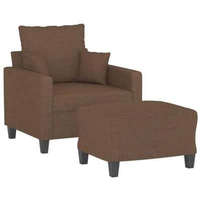 Fauteuil met voetenbank 60 cm stof bruin