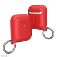 Catalyst Ring Clip Case voor AirPods 1 en 2 - Siliconen AirPods-case met textuurpatroon, hoogglanzende oppervlakteafwerking met extra grip, compatibel met draadloos opladen - Rood - thumbnail