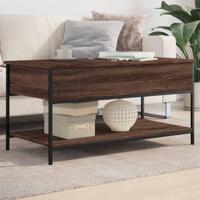 Salontafel 100x50x50 cm bewerkt hout en metaal bruineikenkleur - thumbnail