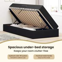 Opbergbed met matras met matras Zwart 90 x 190 cm Fluweel - thumbnail