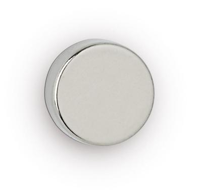 MAUL neodymium schijfmagneet, ft 12 x 3 mm, trekkracht 2,5 kg, zilver, blister van 10 stuks