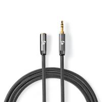 Stereo-Audiokabel | 3,5 mm Male - 3,5 mm Female | Gun Metal Grey | Gevlochten Kabel - thumbnail