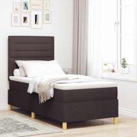 Boxspringbed met matras Donkerbruin 90 x 190 cm Stof - thumbnail