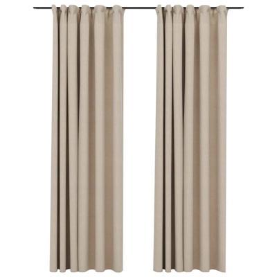 VidaXL Gordijnen linnen-look verduisterend haken 2 st 140x245 cm beige VidaXL Gordijnen linnen-look verduisterend haken 2 st 140x245 cm beige