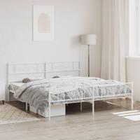 Bedframe met hoofd- en voeteneinde metaal wit 183x213 cm - thumbnail