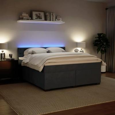 Boxspring met matras fluweel donkergrijs 180x200 cm