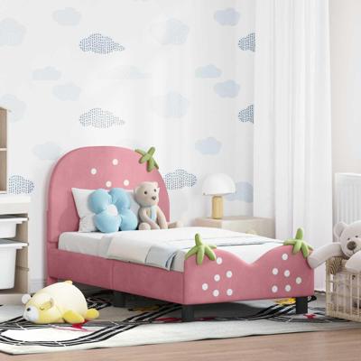 Peuterbedframe met hoofdbord Roze 70 x 140 cm Fluweel