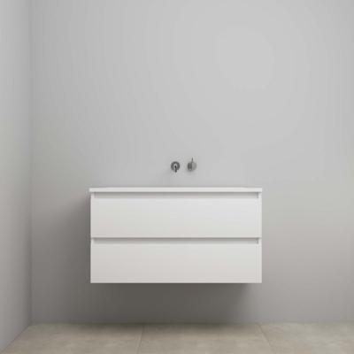 On-Line Onderkast - 100 cm - Voorgemonteerd - Acryl Wastafel - zonder Kraangat - Hoogglans Wit