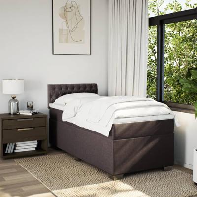 Boxspring met matras stof donkerbruin 90x200 cm