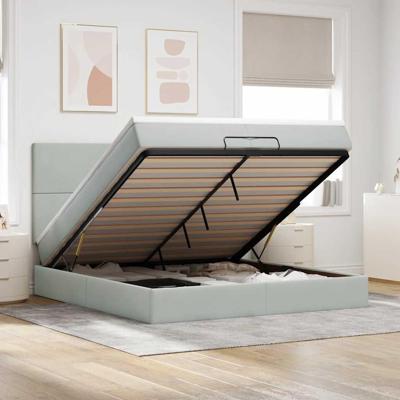 Ottoman bed met matrassen 200x200cm fluweel lichtgrijs