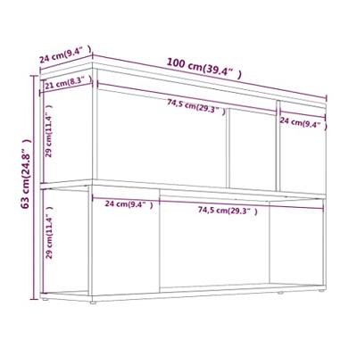 Boekenkast 100x24x63 cm bewerkt hout grijs sonoma eikenkleurig