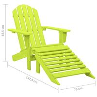 VidaXL Tuinstoel adirondack met voetenbank massief vurenhout groen - thumbnail