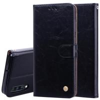 Business Style olie Wax textuur horizontale Flip lederen case voor Galaxy A70 met houder & card slots & portemonnee (zwart) - thumbnail