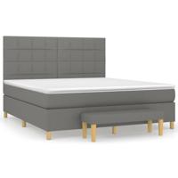 Boxspring met matras stof donkergrijs 160x200 cm - thumbnail