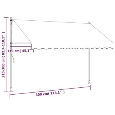 Luifel uittrekbaar 300x150 cm stof en staal antracietkleurig