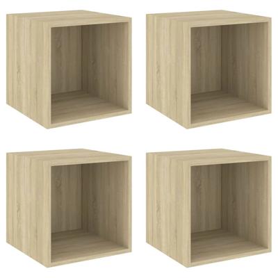 VidaXL Wandkasten 4 st 37x37x37 cm bewerkt hout sonoma eikenkleurig