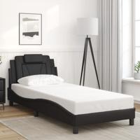 Bedframe "Viana" met LED zonder matras kunstleer zwart 90x200 cm - thumbnail