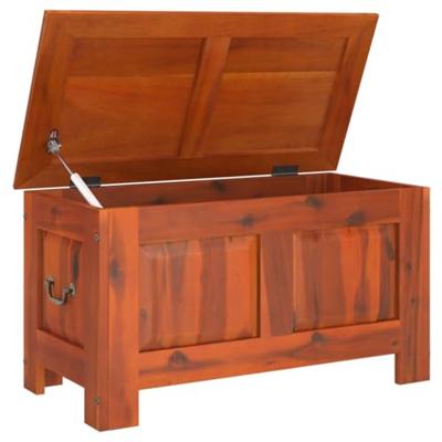 Opbergkist met deksel massief acaciahout bruin