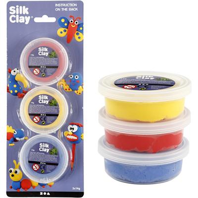 Silk Clay ®, blauw, rood, geel, 3x14 gr/ 1 doos