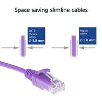 ACT Paarse 7 meter LSZH U/UTP CAT6 datacenter slimline patchkabel snagless met RJ45 connectoren - thumbnail