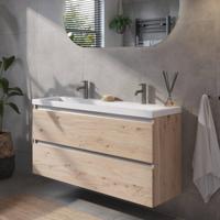 Saqu Gaia voorgemonteerd badmeubel met aluminium greeplijst incl. wastafel 120,5x40cm naturel eiken - thumbnail
