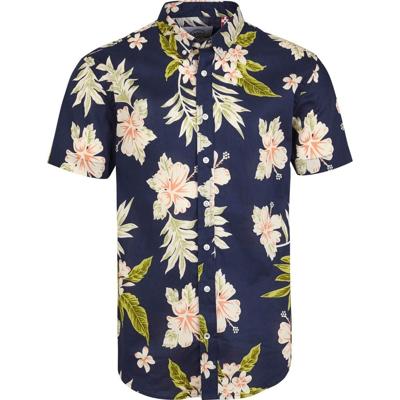 Kronstadt Overhemd Johan Exotic Navy Bloem Print Slim Fit