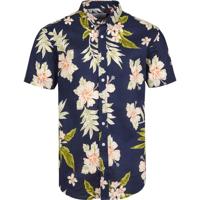 Kronstadt Overhemd Johan Exotic Navy Bloem Print Slim Fit - thumbnail