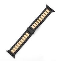 Stalen schakelband - Zwart met goud - Geschikt voor Apple watch 44mm / 45mm / 46mm / 49mm - thumbnail