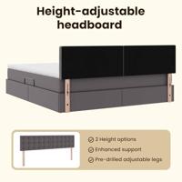 Opbergbed met LED met matras Grijs 160 x 200 cm Nep Leer - thumbnail