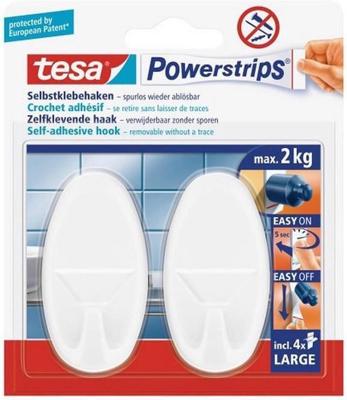 Tesa haak l ovaal wit