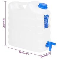 Watertank met kraan 17 L kunststof transparant - thumbnail